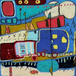 Fold Here, Cindy Walton, oil and cold wax on panel, 36"x 36", $3695