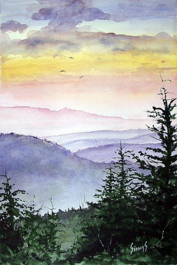 Easy watercolor painting ideas  Easy watercolor, Landscape paintings, Watercolor  paintings easy