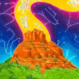 Spirit’s Call by Wesley Ethyn Bowers. 2022. Ink and Coloured Pencil on Paper. 8x6in.