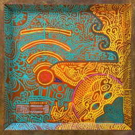 NYCHTHEMERON by Wesley Ethyn Bowers. 2025. Acrylic on Wood Tray. 13x13in.